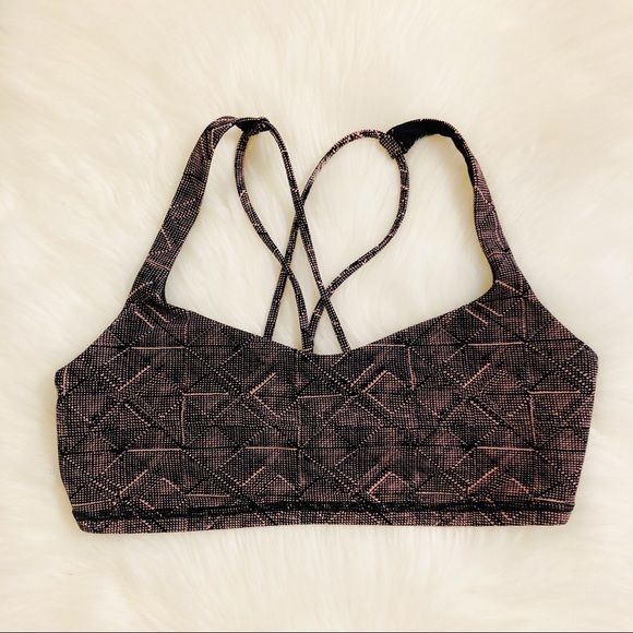 Lululemon Pink and Black Geometric Patterned Athletic Sports Bra 8 Medium - Picture 1 of 6